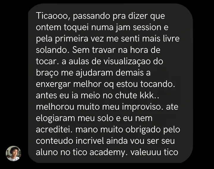 Depoimento de aluno 2 enviado pelo Instagram