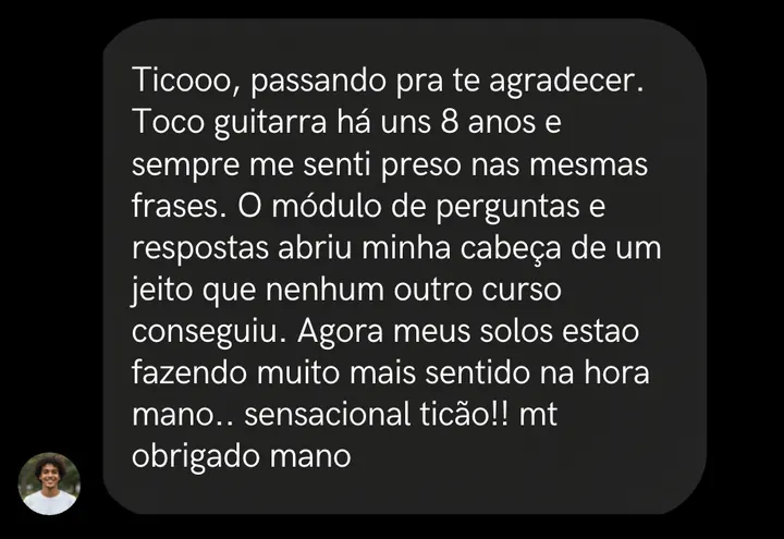 Depoimento de aluno 3 enviado pelo Instagram